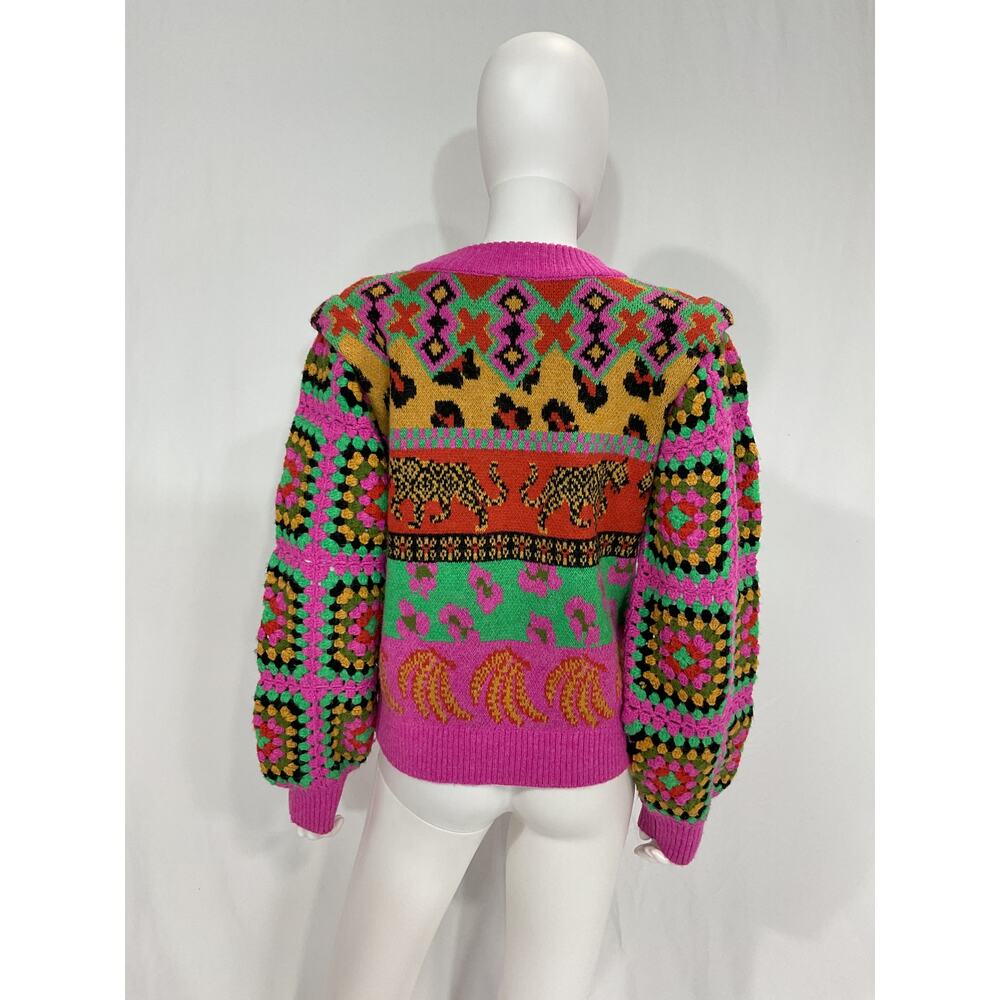 Farm Rio Bright Pink 'Leopards Ainika' Sweater Size XS - Picture 3 of 5